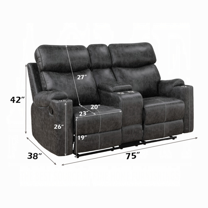 Hirah Motion Loveseat w/Console & USB Port