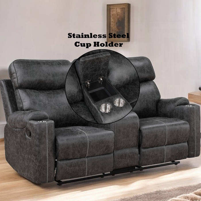 Hirah Motion Loveseat w/Console & USB Port