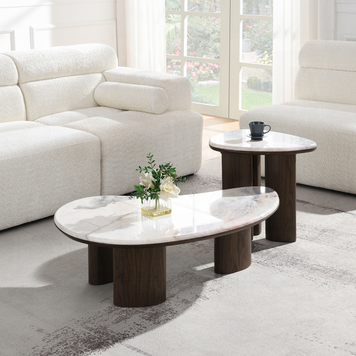 Hanale End Table w/Natural Marble